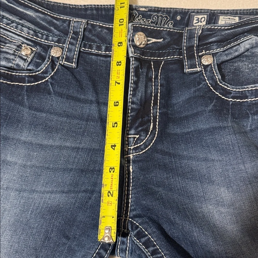 Miss Me Fleur De Lis Bootcut Jeans Med Wash Rhinestone Pockets 30